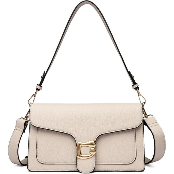 Handbags - Women Apricot Imported Leather Trendy Small Cross Body Evening Shoulder Handbag